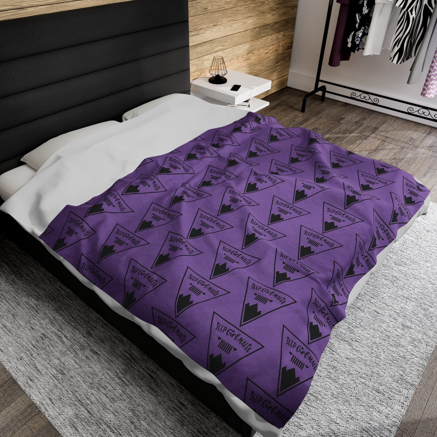 JGM Badge - Purple Velveteen Plush Blanket